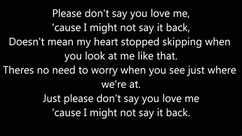 Doesn't mean my heart stops skipping. . Please dont say you love me lyric